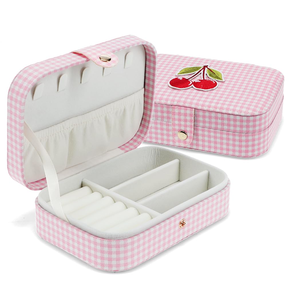 Rex London Pink Jewellery Box - Gingham Cherry
