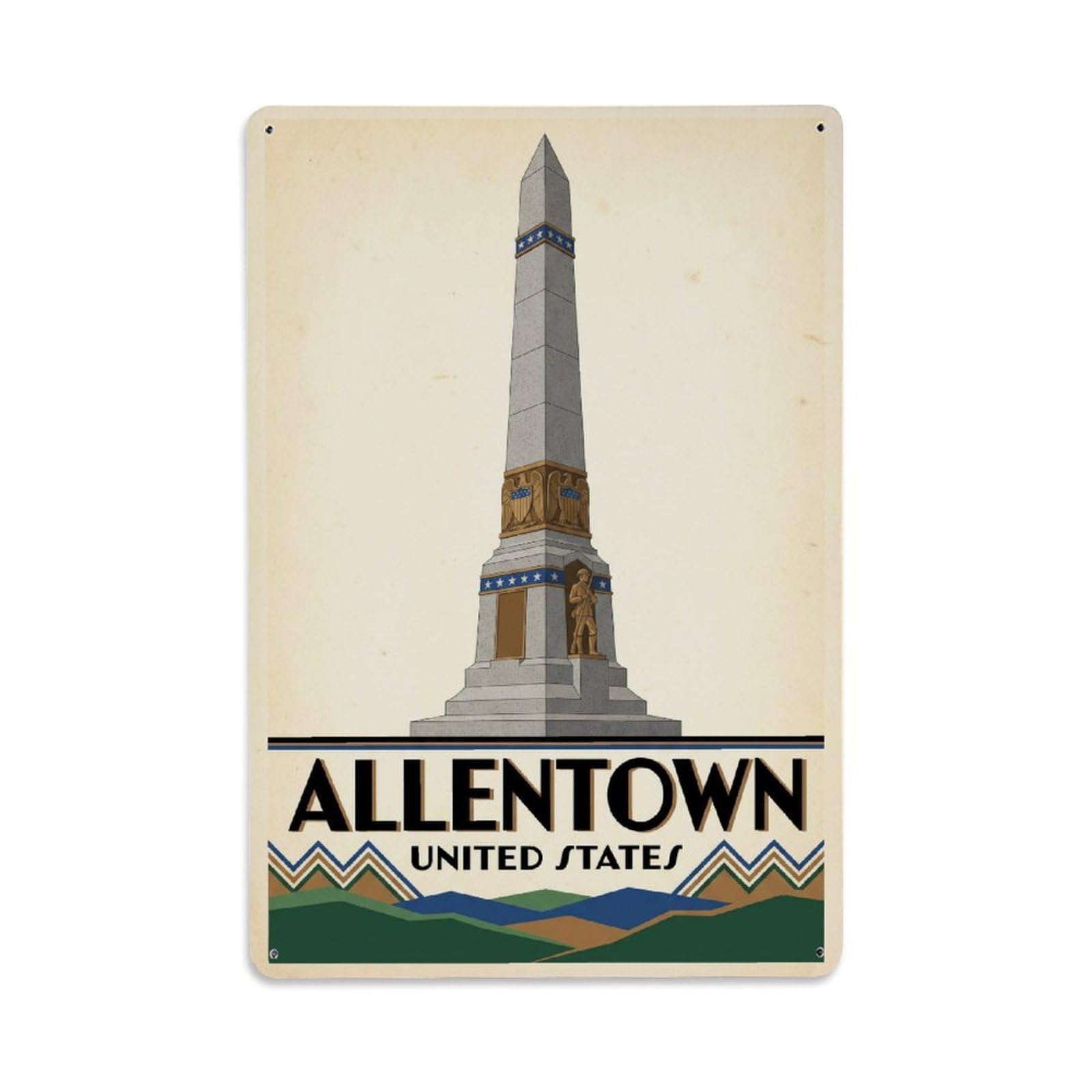 Xanthor Style Usa Allentown Vintage Travel Metal Tin Sign