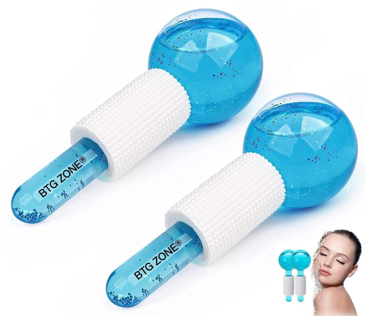 BTG ZONE Facial Ice Globe Smart Cool Face Roller Ball Facial Massage Tools For Neck Eye Circle Reduce Puffiness Anti Ageing Wrinkles Soothing Firming Skin 2Pcs Energy Beauty Crystal Ice Roller-image-30