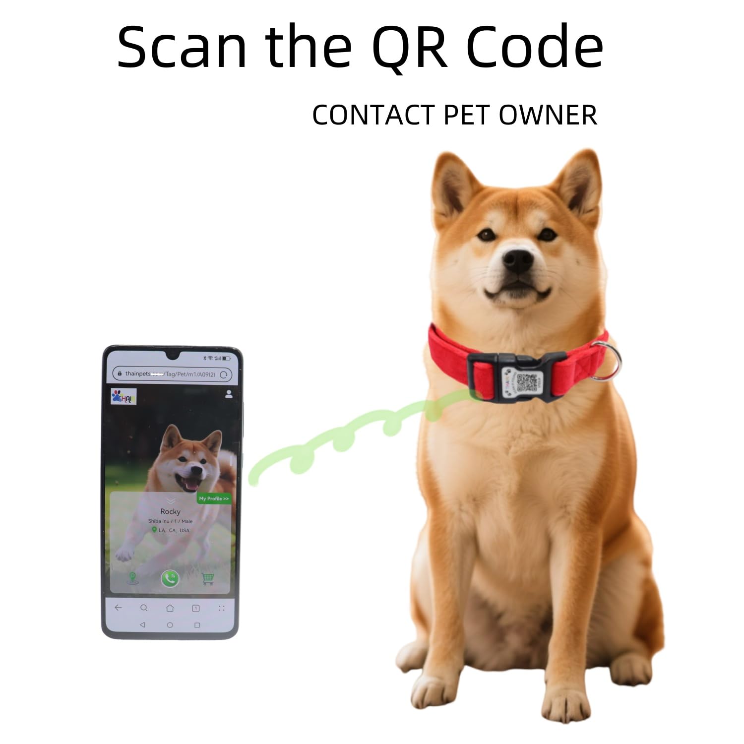 THAIN Smart QR Code Dog Collar-Nylon & Velvet Pet Collar with Unique ID Registration - Image 3