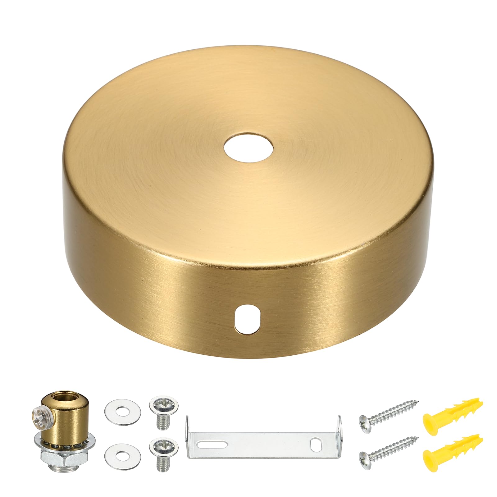 VIAPUICE Metal Round Solid Lamp Stand 3.2" x 1"- 1 Pcs Metal Circular Lamp Base Iron Round Light Base for Home Decor DIY Bedroom Living Room, 0.5 mm Thick Edge-Mount, Brass