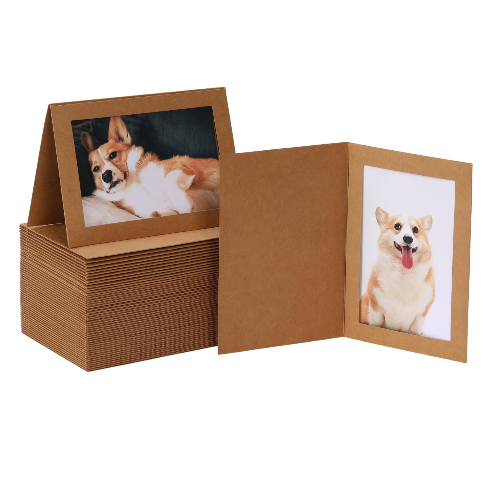 Apprabbr 4x6 Photo Folders Cardboard Picture Frame Photo Frame Note Cards Paper Greeting Cards Photo Inserts for Father's Day,Graduation, Birthday, Wedding (Kraft, 50PK)