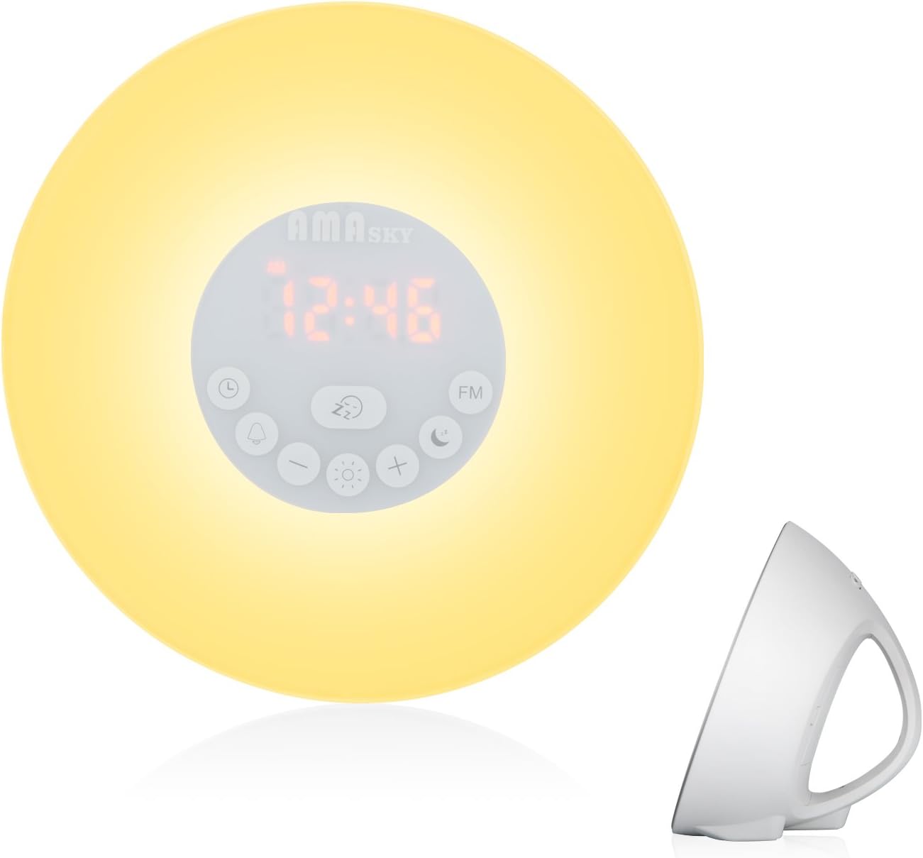Sunrise Alarm Clock, AMASKY 6 Colors Atmosphere Lamp Sunrise Simulation Wake-Up Alarm Clock, Morning Wake-Up Alarm Light with Nature Sounds & FM Radio,Touch Control.