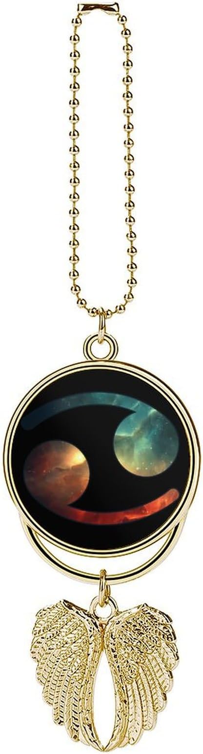 Cancer Zodiac 4 Car Rear View Mirror Accessories,Patriotic Theme Pattern Flags Car Hanging Ornaments Decor Accessories for Women Men