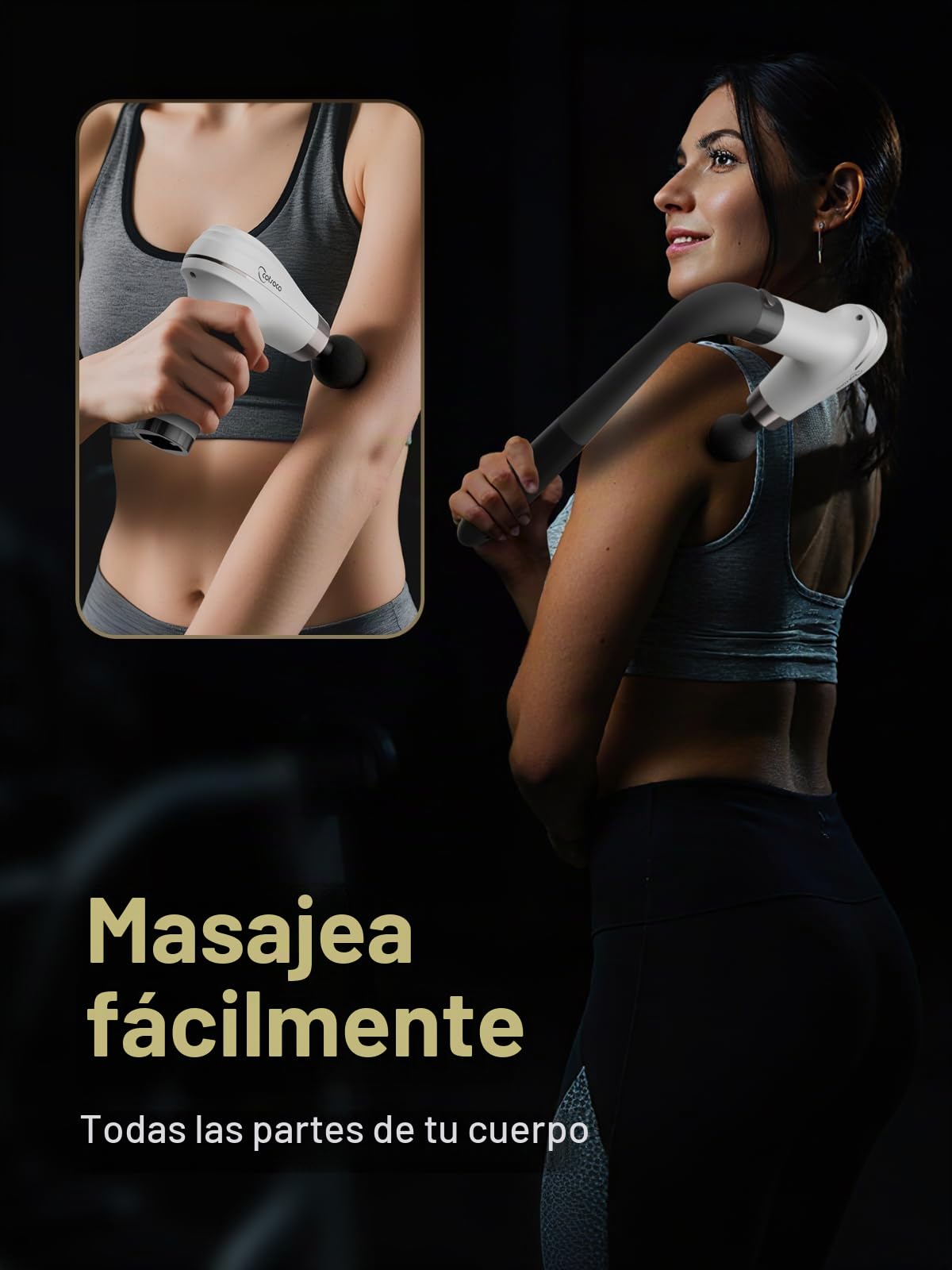 Cotsoco Pistola de Masaje con Mango de Extensión Mejorado - Masajeador de Percusión Profunda para la Espalda con 4 Cabezales de Masaje y 6 Niveles de Velocidad, Regalo para Él y Ella