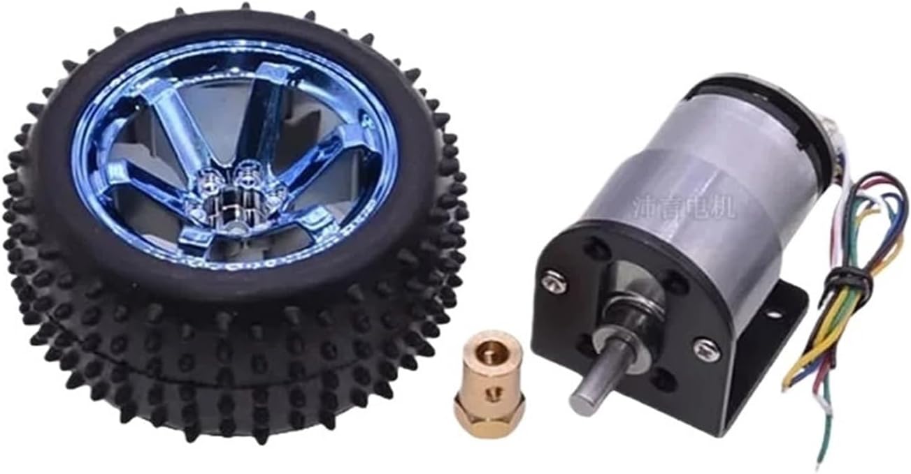 DC6V12V JBG37-520 Gear Motor Smart/Intelligent Car Chassis Set Hall Encoder 85mm High-Friction Wheel/Tyre Bracket Coupling DIY(12v20rpm)