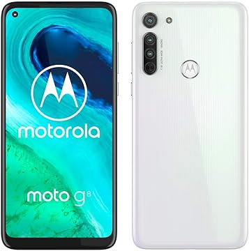 Motorola Moto G8 6 4 HD zero notch display Qualcomm Snapdragon SD665 16MP main camera 2MP macro camera 4000 mAH battery Dual SIM 4 64GB Android 10 Pearl White