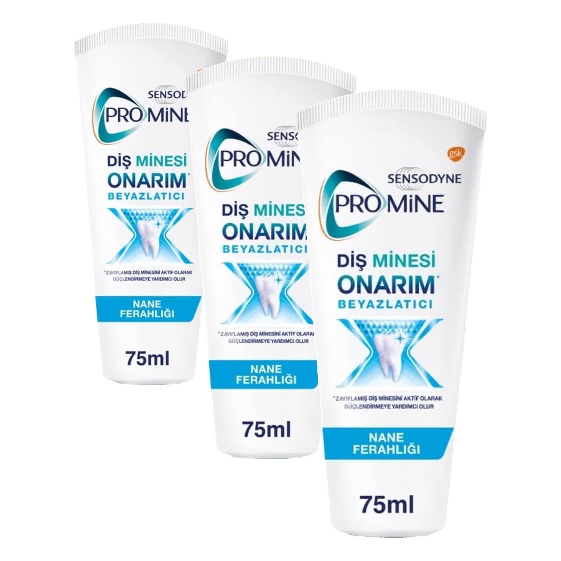 Sensodyne Promine Onarım Beyazlatıcı Diş Macunu 75 ml (3 paketi)