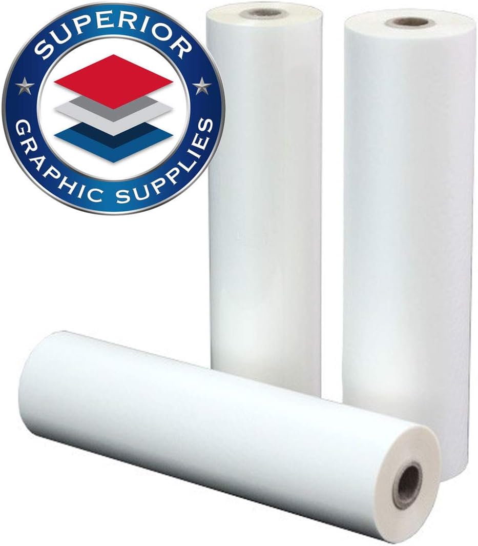 Superior Graphic Supplies PET Laminating Film Roll Premium Quality (12 inches X 250 Feet) - 1 Inch Core, 3 Mil (0.003 inches) Thick, Clear Gloss, 1 Roll Pack