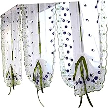 Amosfun Cortina Roxa Cortinas Transparentes Cortinas Bordadas Cortinas Transparentes Roxas Persianas Transparentes Cortinas De Voile Janela Transparente Tule Flores Tela De Janela