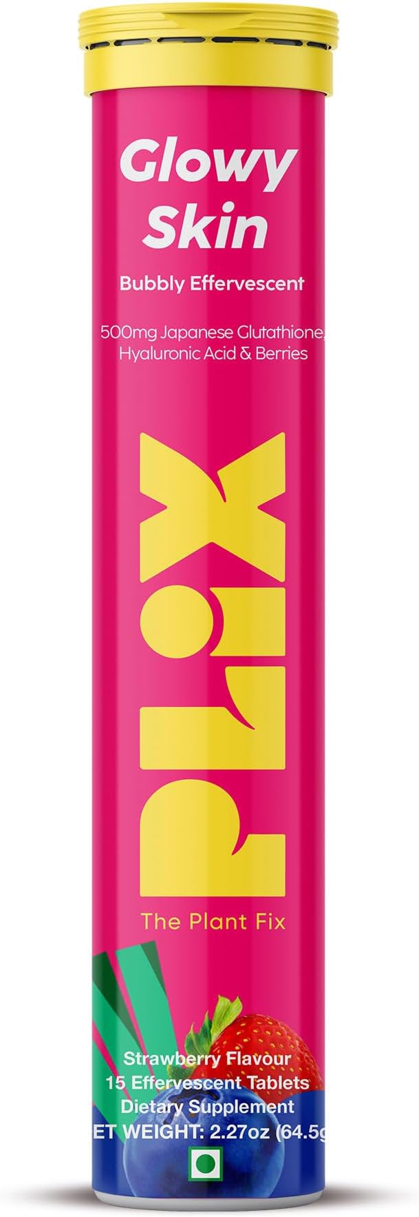 Glutathione Tablets With Vitamin C For Clear And Youthful Skin (Pack Of 1, Strawberry) | 15 Collagen Supplements |500mg L-Glutathione, Vegan Vitamin E And Hyaluronic Acid