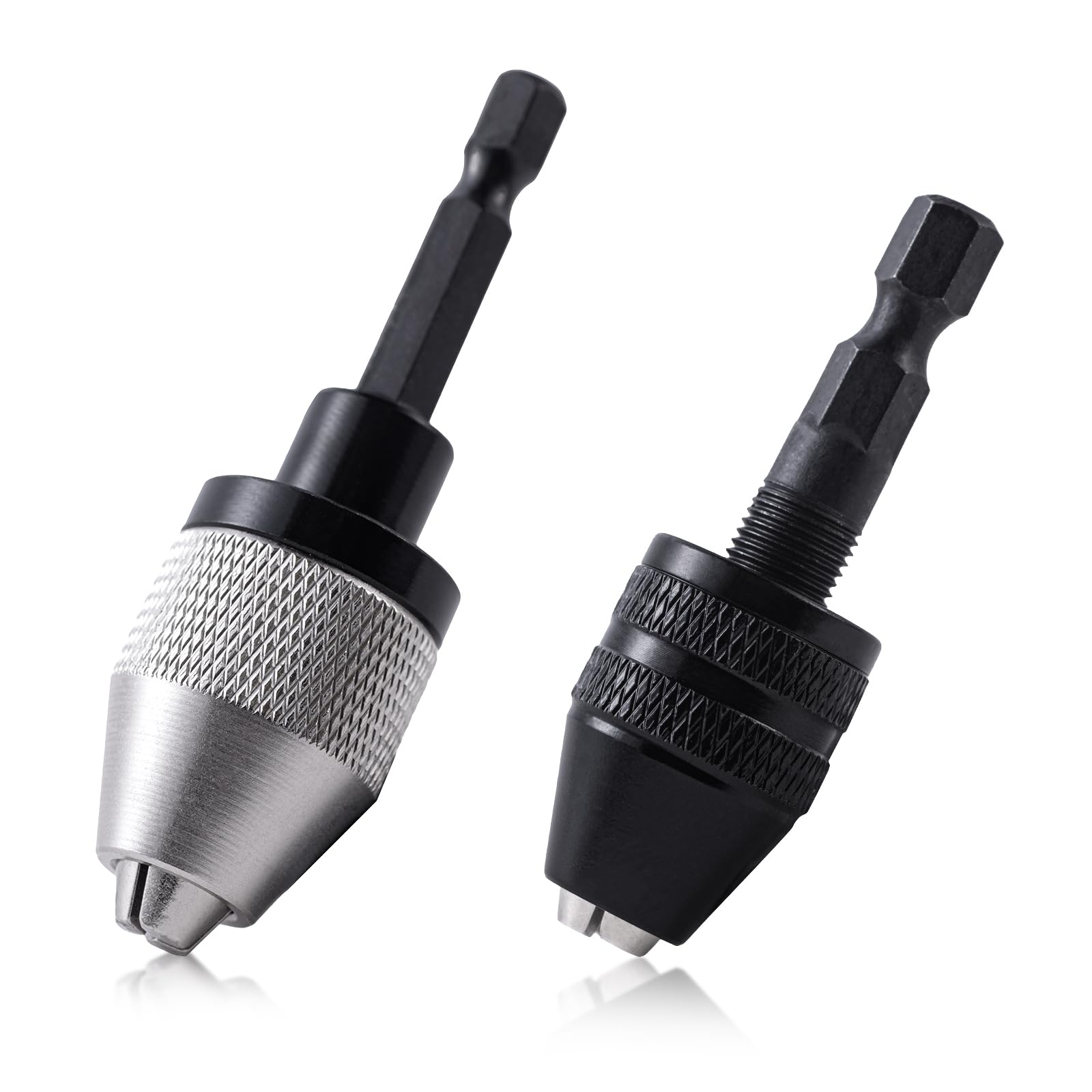 Keyless Drill Chuck Bit 1/4 Inch Hex Shank, Fast Change Drill Chuck Converter Extension Screwdriver in 0.3-6.5 mm & 0.3-3.6 mm Drills Attachments for