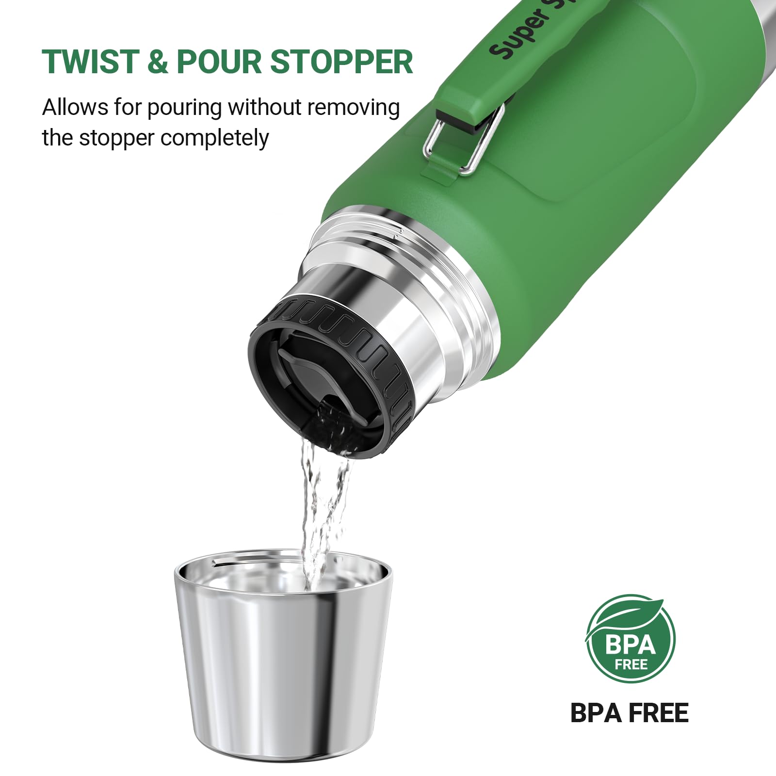 Super Sparrow Stainless Steel Water Bottle, 1500ml, Wide Mouth Vacuum Insulated Flask, BPA-Free ThermosBottle - Image 3