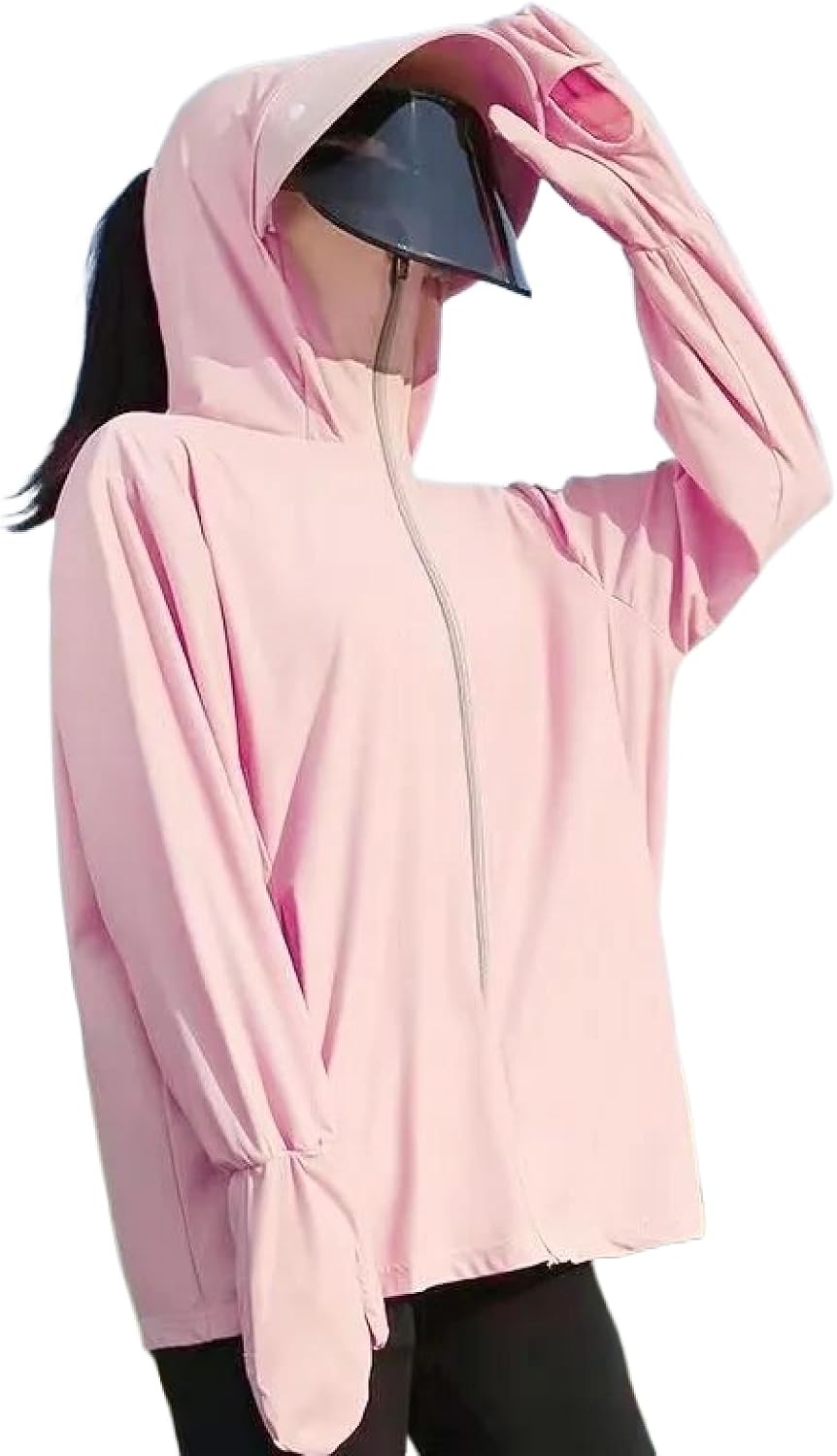 ORDOBO Summer Sun Protection Jacket - Women Ice Silk Outdoor Sun Protection Clothes Hoodie Casual Coat Long Sleeve Br