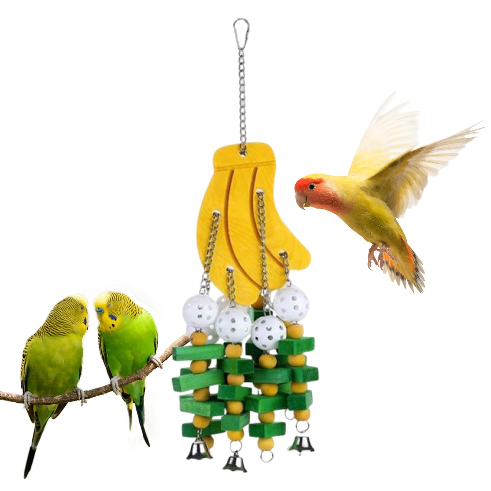 Jouet à mâcher en bois pour la cage des inséparables et perruches calopsittes