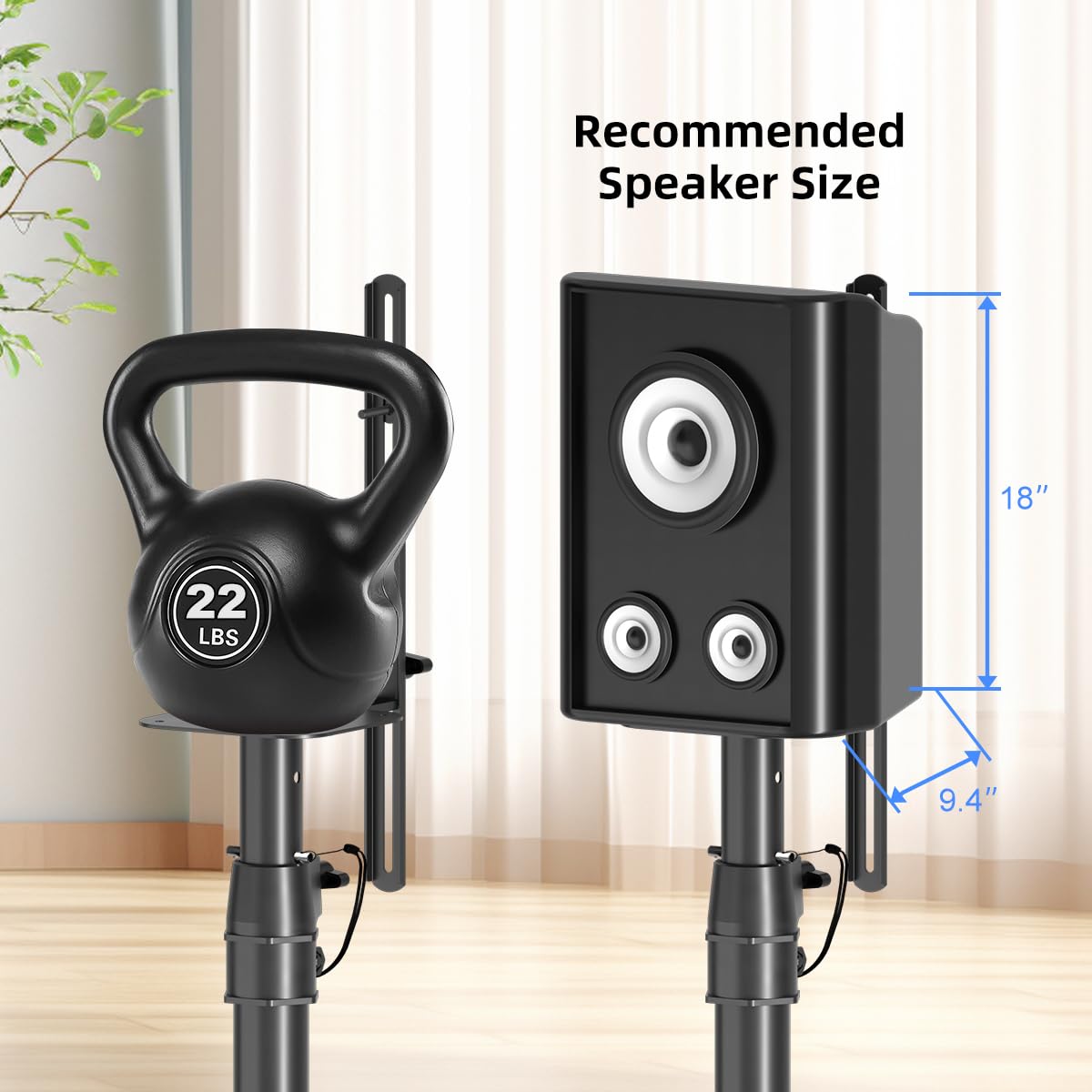 Suptek Supporti da pavimento per altoparlanti robusti in coppia Altezza regolabile 86-113 cm 10 kg