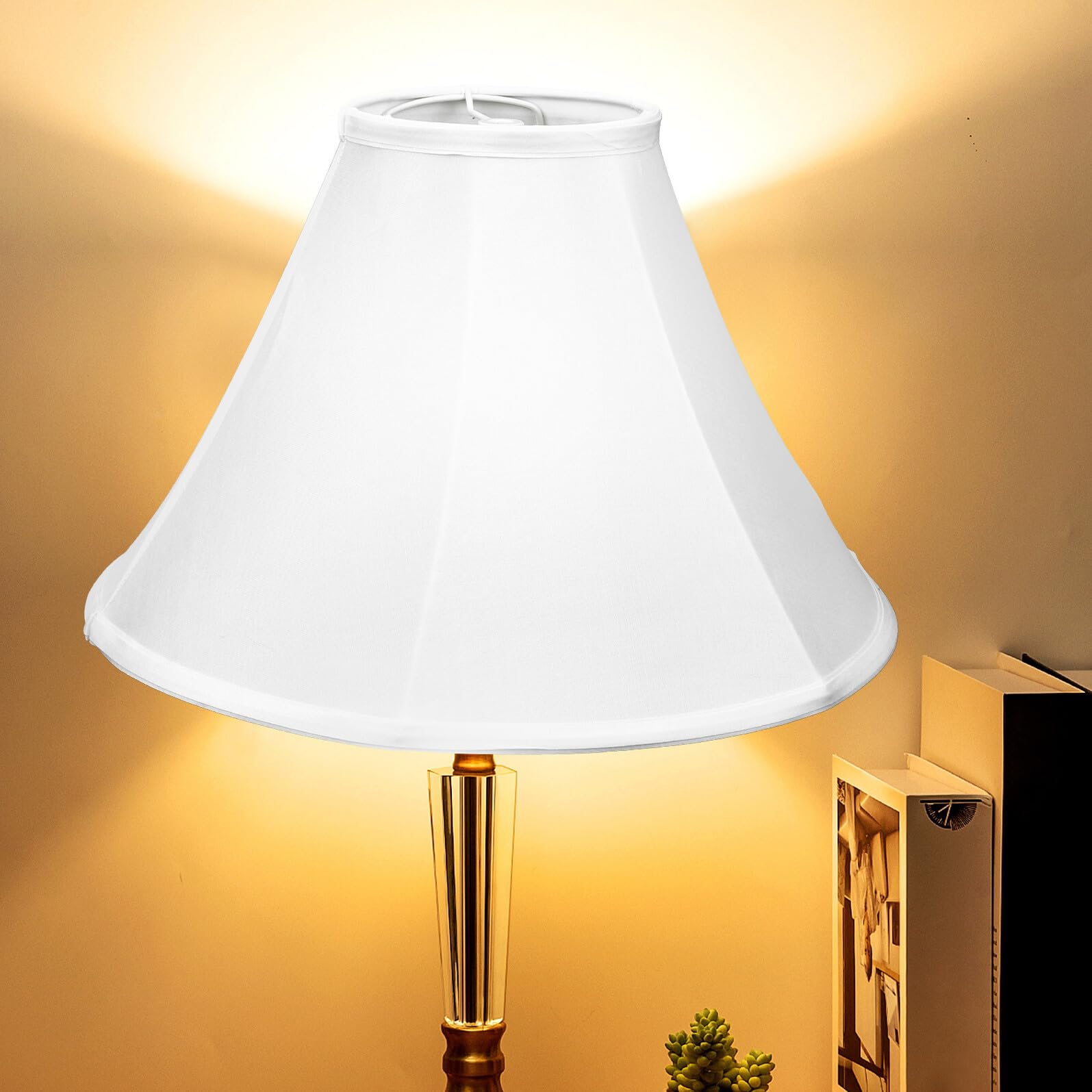 Abat-jour Tambour Pliable en Tissu et Métal, Base E27, Blanc