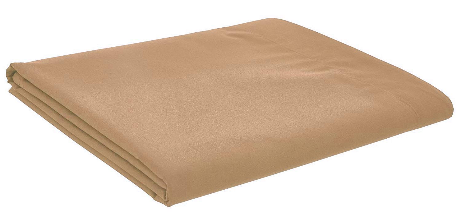 Plain Polycotton Soft & Breathable Top Sheet/Flat Sheet Easy Care All UK Sizes (Latte, Double)
