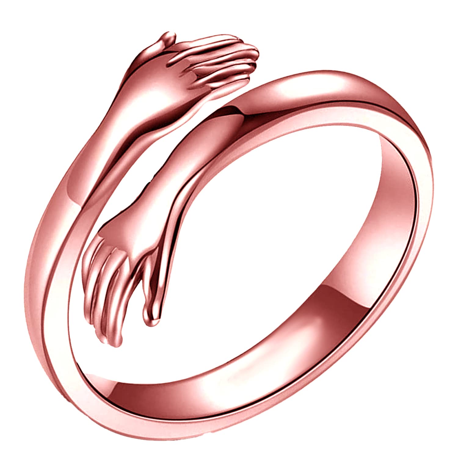 Okos Cz Jewellery Rose Gold Plated Brass Metal Embracing Warm Hug Adjustable Finger Ring For Girls and Women FR1000967RSG (B0B2RW8C1B) Amazon Price History, Amazon Price Tracker