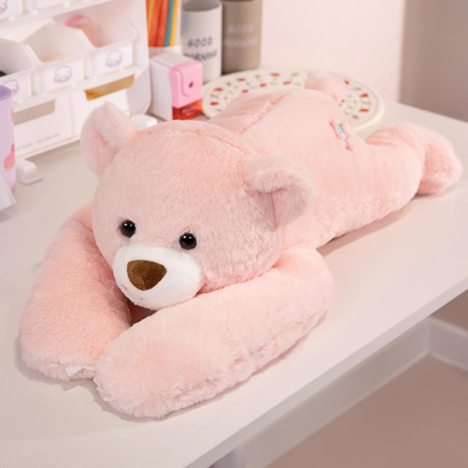 Tikwisdom 60cm Weighted Plush Animals for Kids & Adults -Koala giraffe Panda Teddy Bear Dinosaur Stuffed Toys, Hugging Pillow for Anxiety Relief & Sleep Support (pink bear)