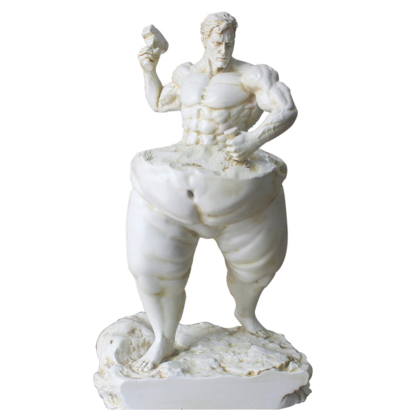 LGYKUMEG Abnehmende Männlicher Gott Skulptur Deko,Abstrakte Modern Design Harz Figur,Höhe 15cm,Fat Mann Statue Dekorationen für Schlafzimmer Restaurant,Tisch, Arbeitsplatte,Yoga Gymnasium,Weiß