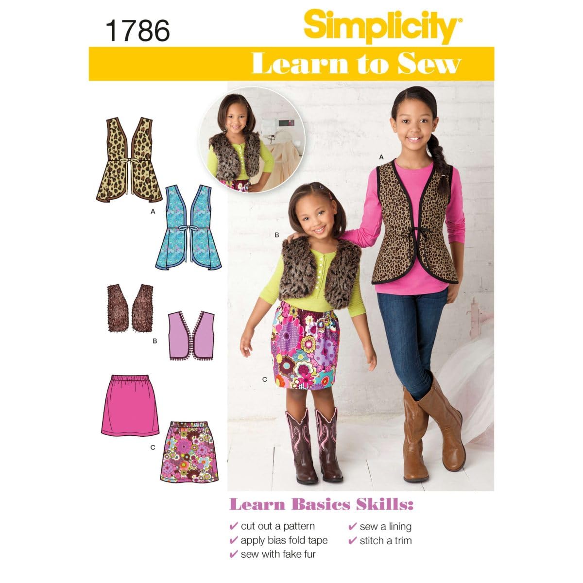 Simplicity 1786Learn to Sew Child's & Girls' Sportswear, Paper, White, K5 (7-8-10-12-14)