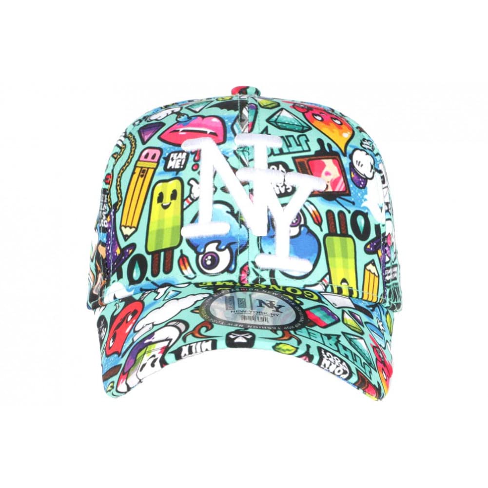 Hip Hop Honour Casquette NY Turquoise et Blanche Streetwear Design Baseball Lisky