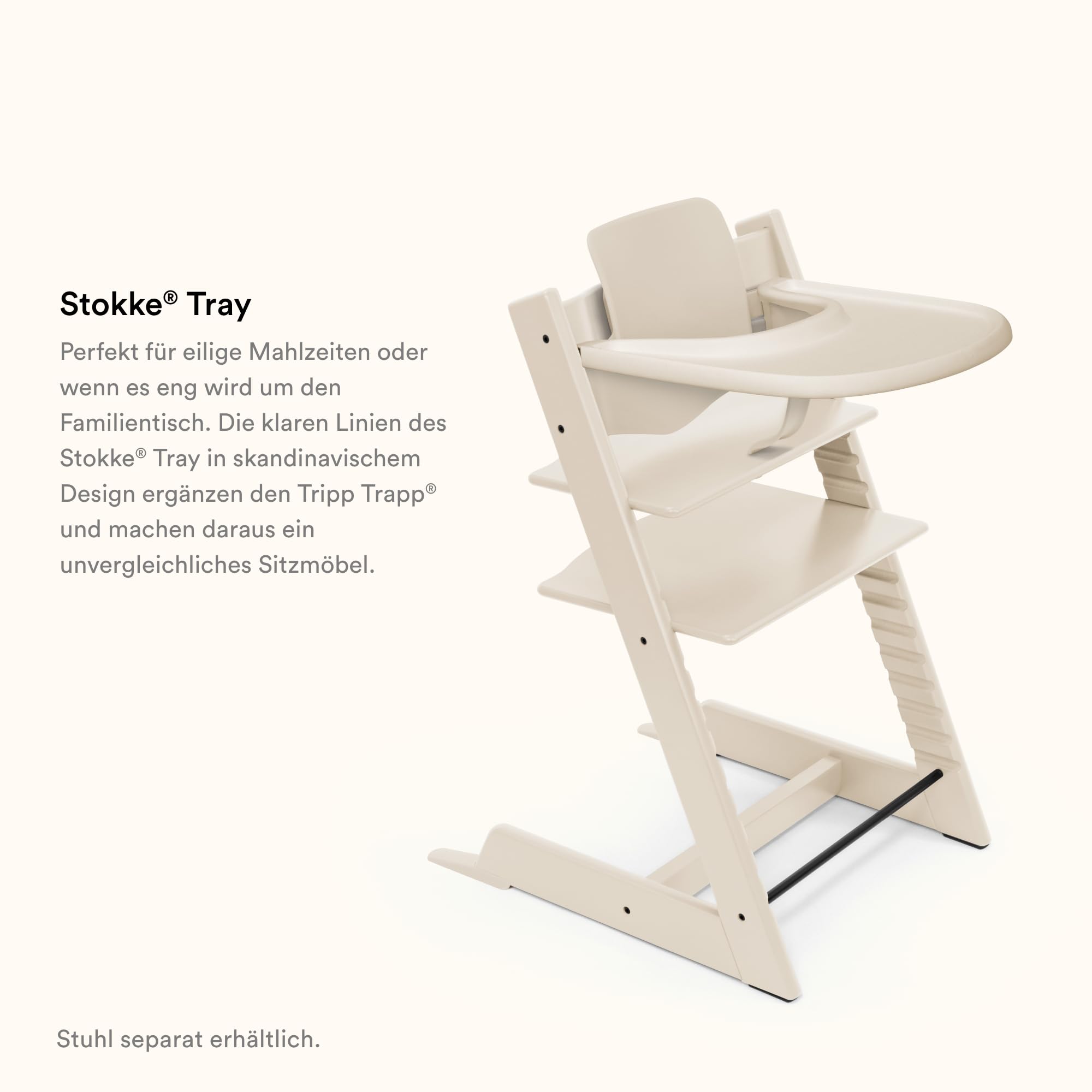 Stokke Tray, Vanilla White - Kompatibel mit Tripp Trapp Baby Set - Bequem zu benutzen und zu reinigen - Hergestellt aus BPA-freiem Kunststoff - Für Kinder von 6-36 Monaten