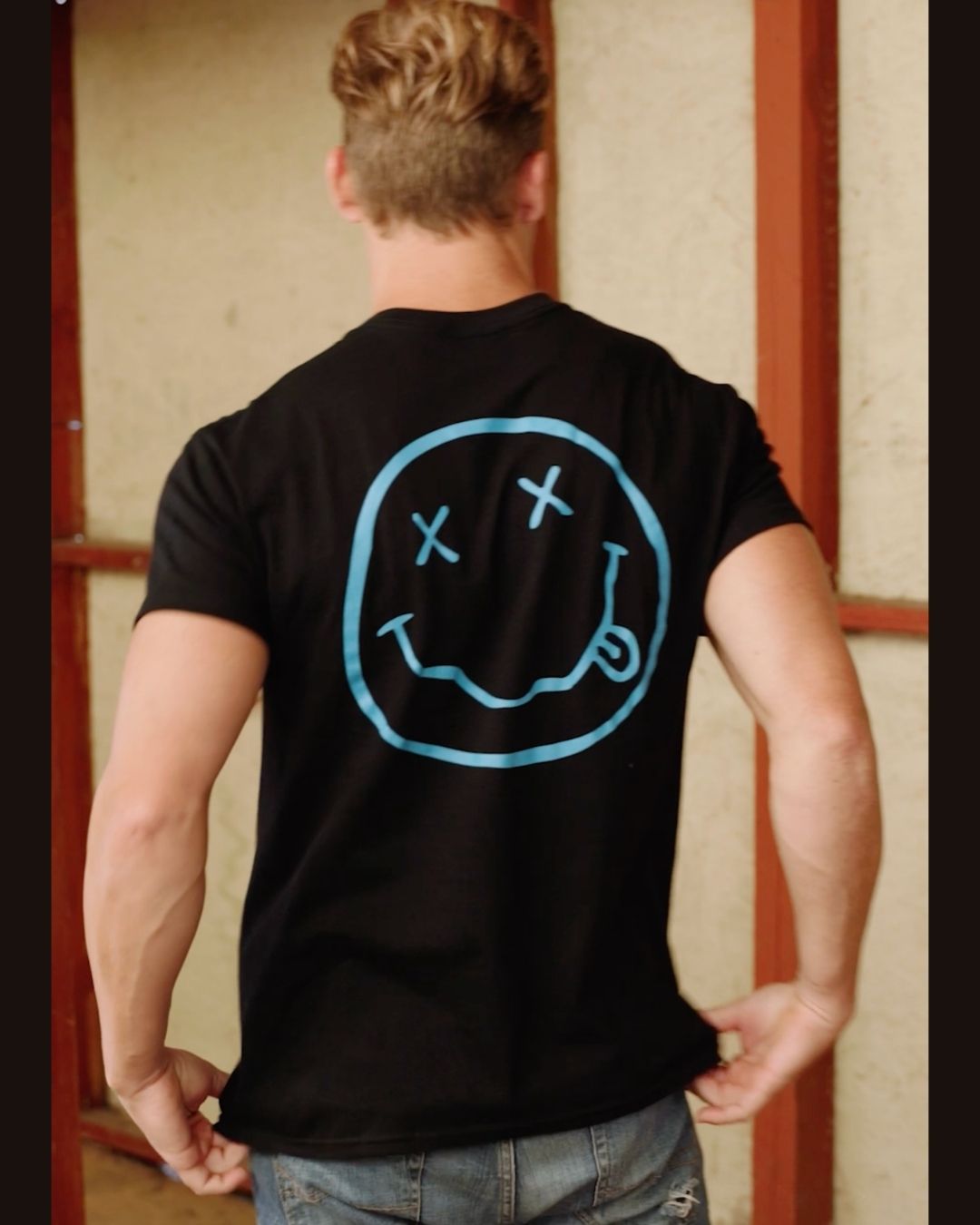 Nirvana Live at Reading Front & Back Adult Black Short Sleeve T