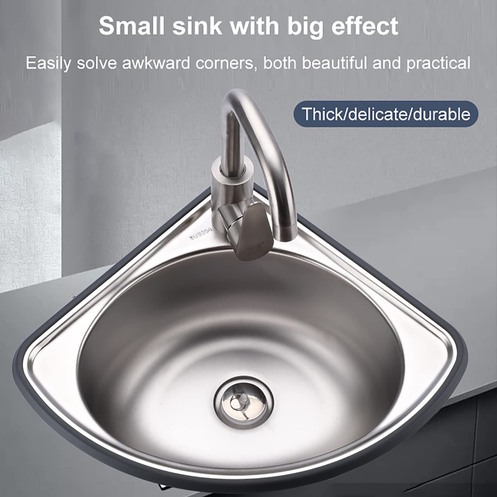 Lavabo Cucina 1 Vasca，Lavello A Libera Installazione In Acciaio Inox，Liscio, Durevole, Antiruggine,Rubinetto Caldo Freddo Lavandino，Lavabo In Acciaio Inossidabile Per Lavamani Per Ristorante ( Size :
