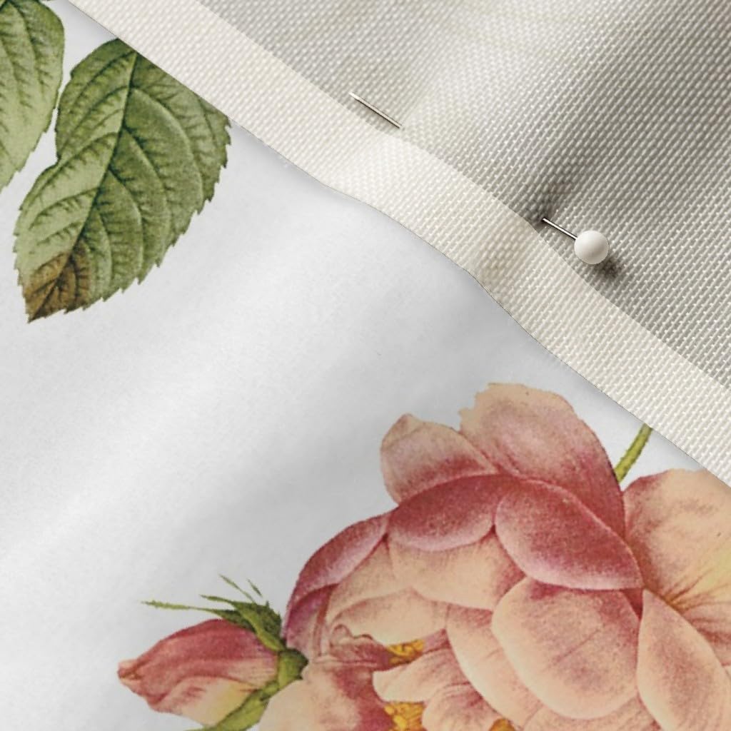 Spoonflower Fabric - Vintage Pink Rose Garden Roses Printed on Upholstery Velvet Fabric Fat Quarter - Upholstery Home Decor Bottomweight Apparel