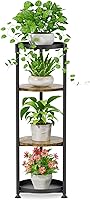Vista 16 de iDavosic.ly Soporte de esquina de 2 niveles para plantas de interior, estante vertical alto de metal resistente para macetas al aire libre para Negro