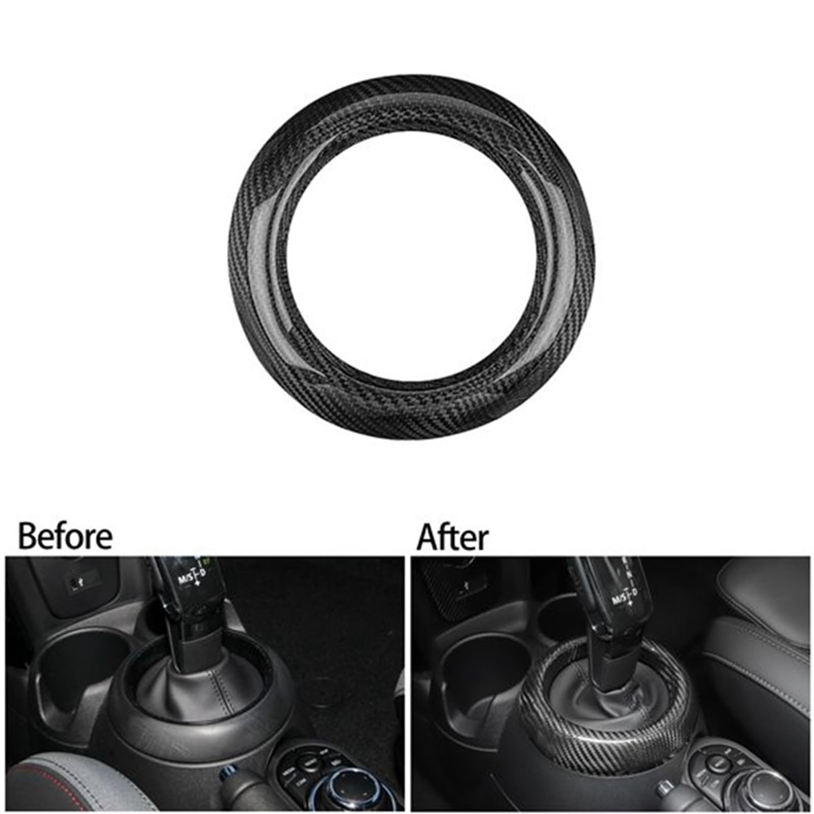 Accesorios Coche para Mini para Cooper para F55 para F56 para F57 para Countryman 2018-2022 Panel Engranaje Central Fibra Carbono Panel Control Modificación Interior Decoración Coche