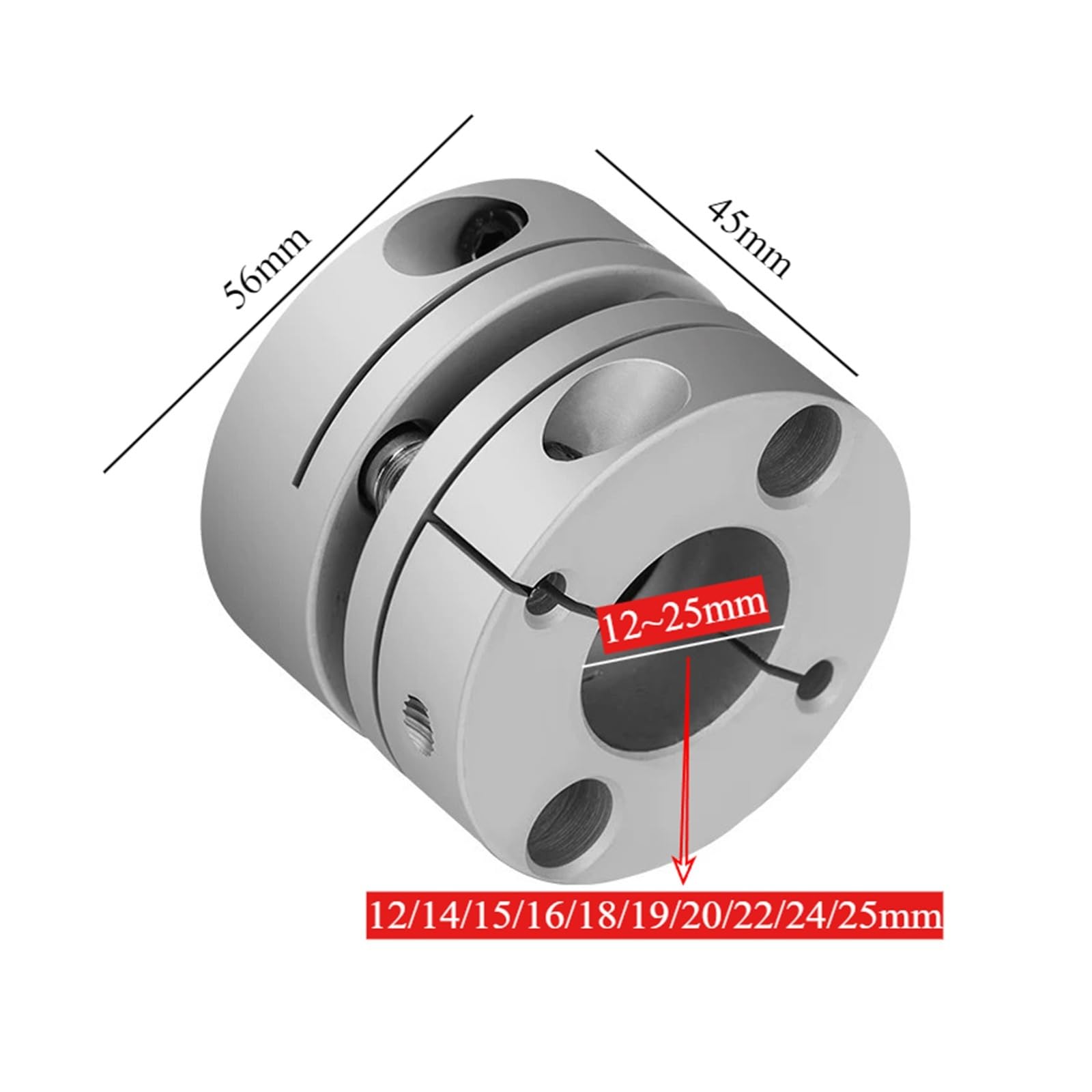 Acoplamientos flexibles, CSCA-D56x45 Acoplamiento servo paso a paso de aleación de aluminio de diafragma único 56x45 mm Diámetros de 18-25 mm(22mm to 22mm)