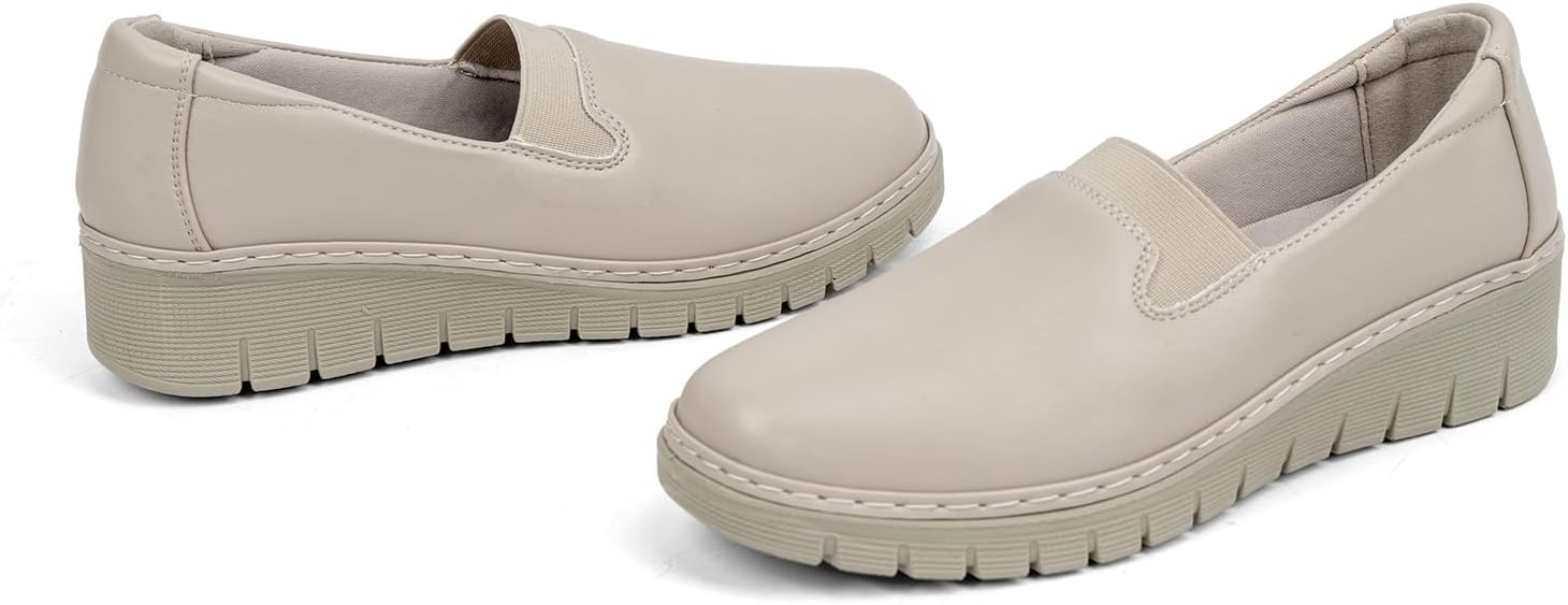 VJH confort Women’s Loafers Round Toe Slip on Comfort Arch Support Walking Shoes - Image 6