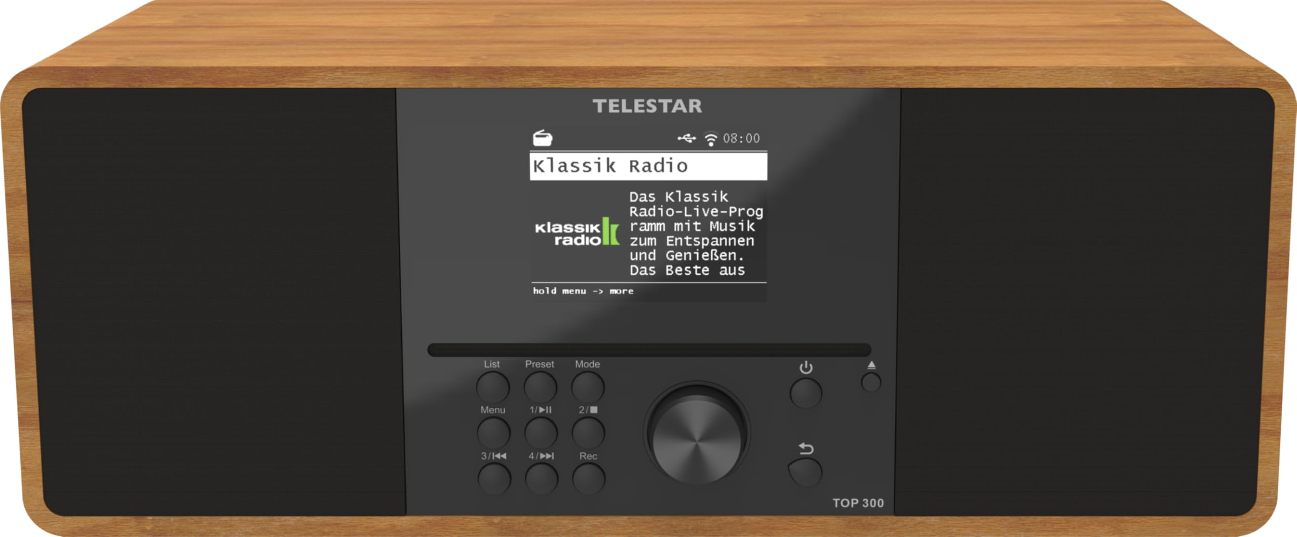 TELESTAR Top 300 – Radio Dab+/Internet avec Lecteur CD (stéréo, 2 × 15 W, Services de Streaming, Bluetooth Audio-Streaming & Fonction d’Envoi, Enregistrement USB, système d’Alerte d’Urgence) – Bois