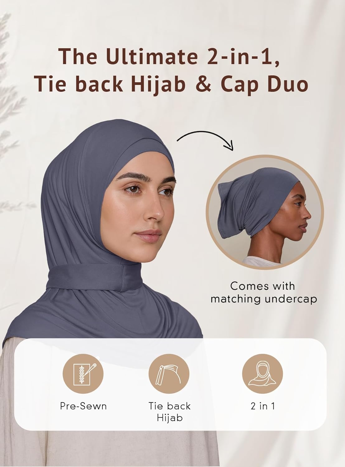 VOILE CHIC Instant Hijab Scarf for Women - 2-Piece Amira Slip-On Premium Jersey Hijab Scarf Wrap - Image 3