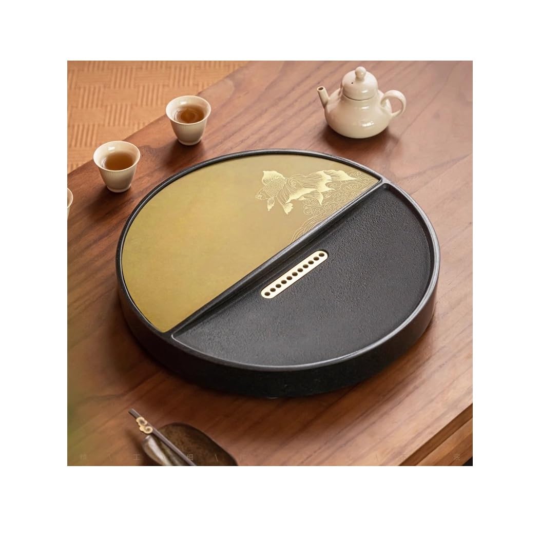 GTHTUHFD Kung Fu Tea Tray Tea Table Household Drainage Tea Tray, Simple Round Tea Tray Tea Table Tea Tray Tea Room Tray