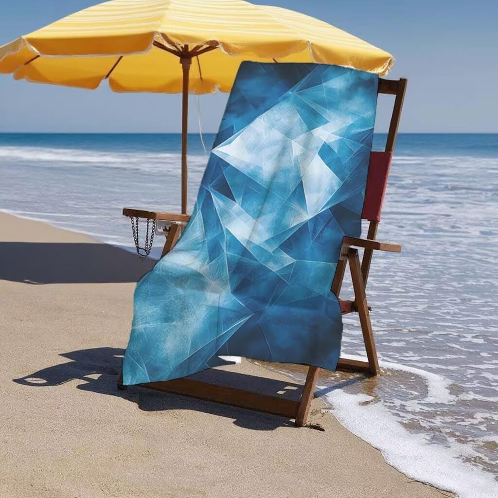 Toalla Playa XXL 220x100cm/35x70cm, Juego de 2 Toalla de Playa Grande Azul, Microfibra, Secado Rápido y Antiarena, Absorbente, Suave, Toallas de Baño Microfibra con Bolsa para Gym Gimnasio Yoga E-89