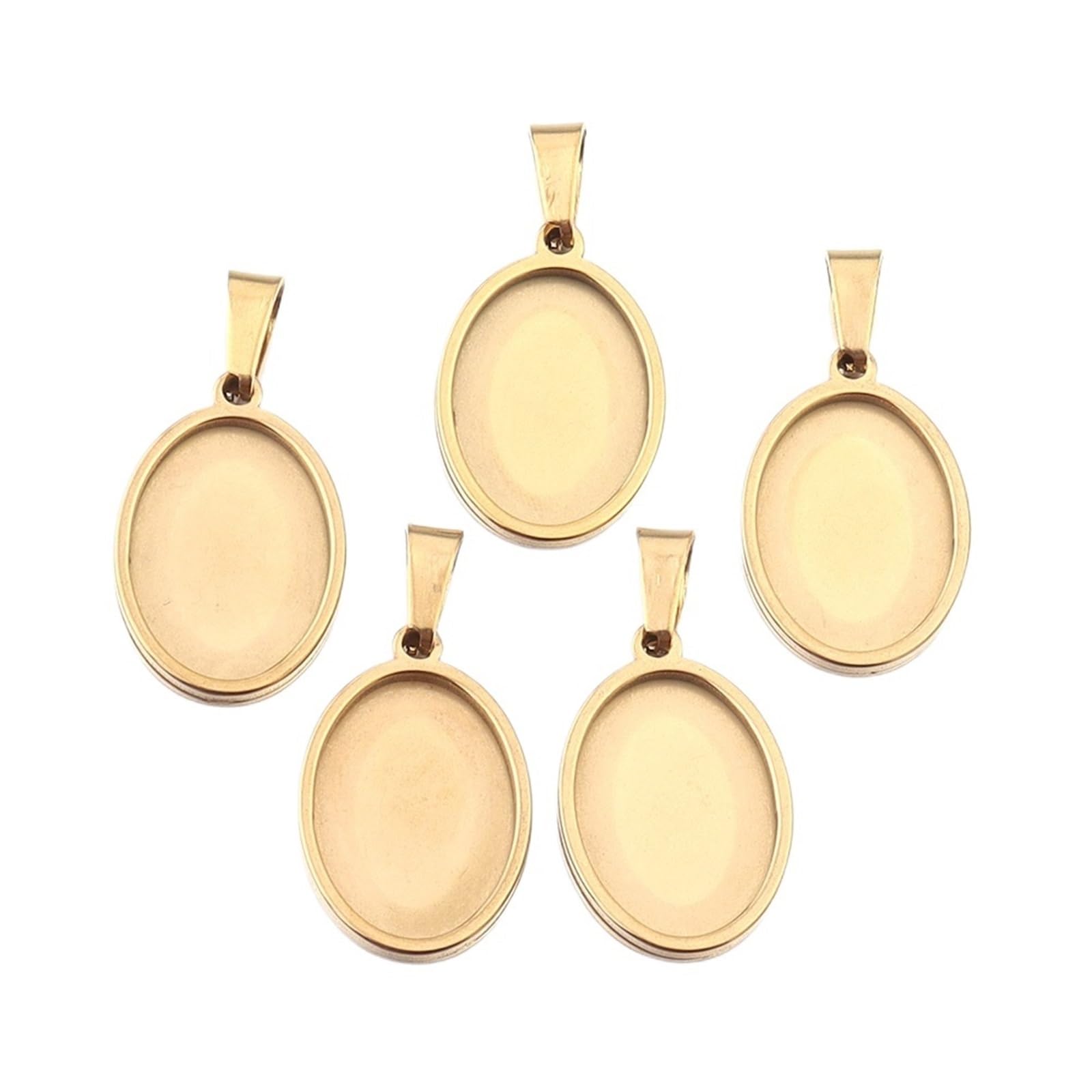 IULGFSC Pendant tray， Oval Stainless Steel Pendant Trays(Gold 13x18mm)