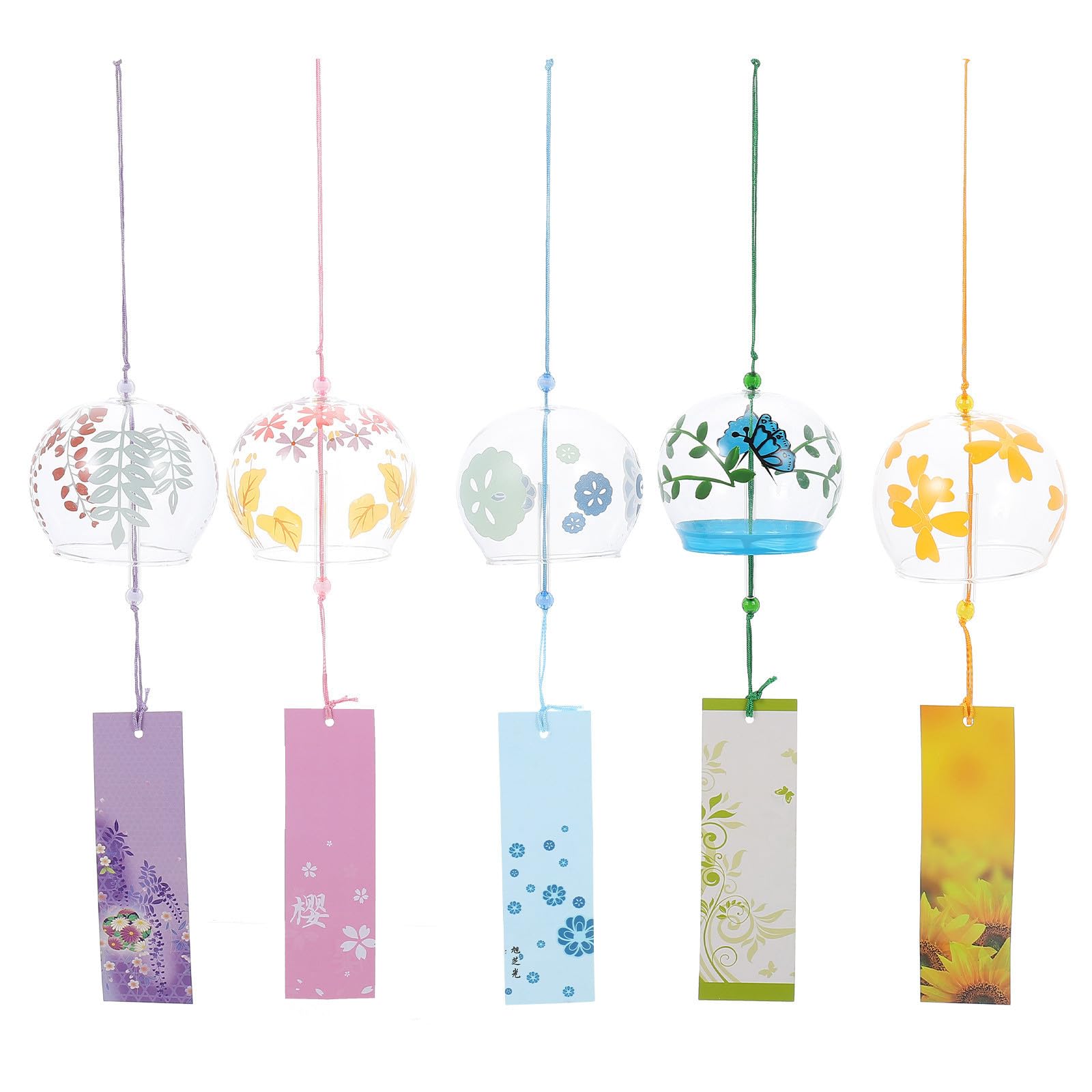Carillón de viento transparente pack de 5 piezas para decoración colgante de exterior