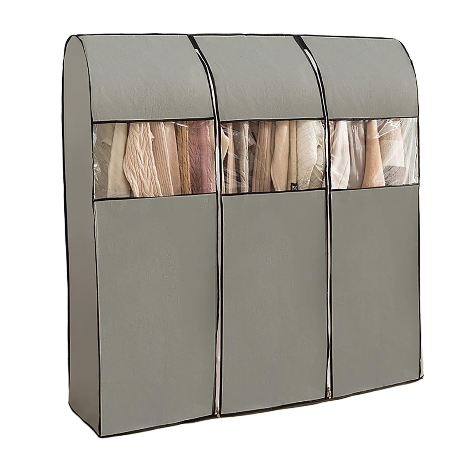 Garment Bags， Hanger Cover with Transparent Window, with Zipper, Non-woven Clothing(Gray,120 * 50 * 150cm/47 * 20 * 59in)