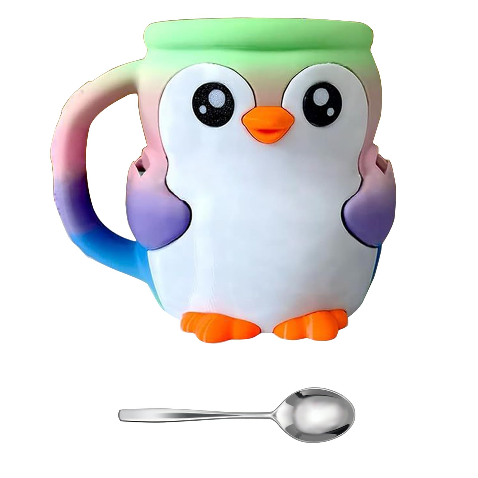 Kalttoy D Penguins Shape Ice Cream Pints Holder With Snacks Rawer An 2 Spoons Antifreeze Grip For Col Treats Storage Organizers Antifreeze Ice Cream Pint Holder