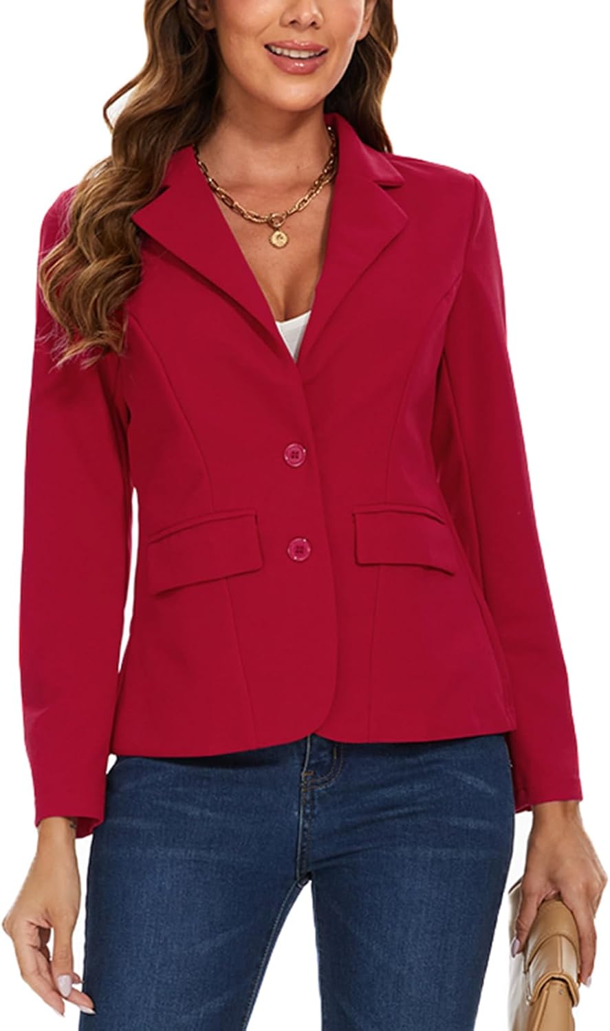 MINTLIMIT Blazers for Women Business Casual Long Sleeve Notched Lapel Button Work Office Blazers Jackets with Pockets - Image 2