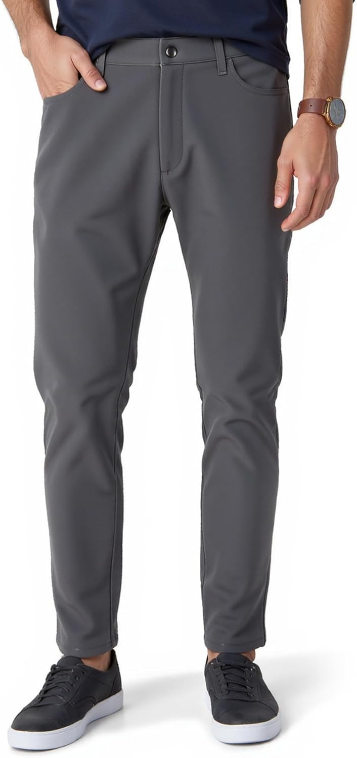 Mens Stretch Casual Pants Golf Slim Straight Pants Stretch-Waist Dress Pants Business Casual with Hidden Pockets