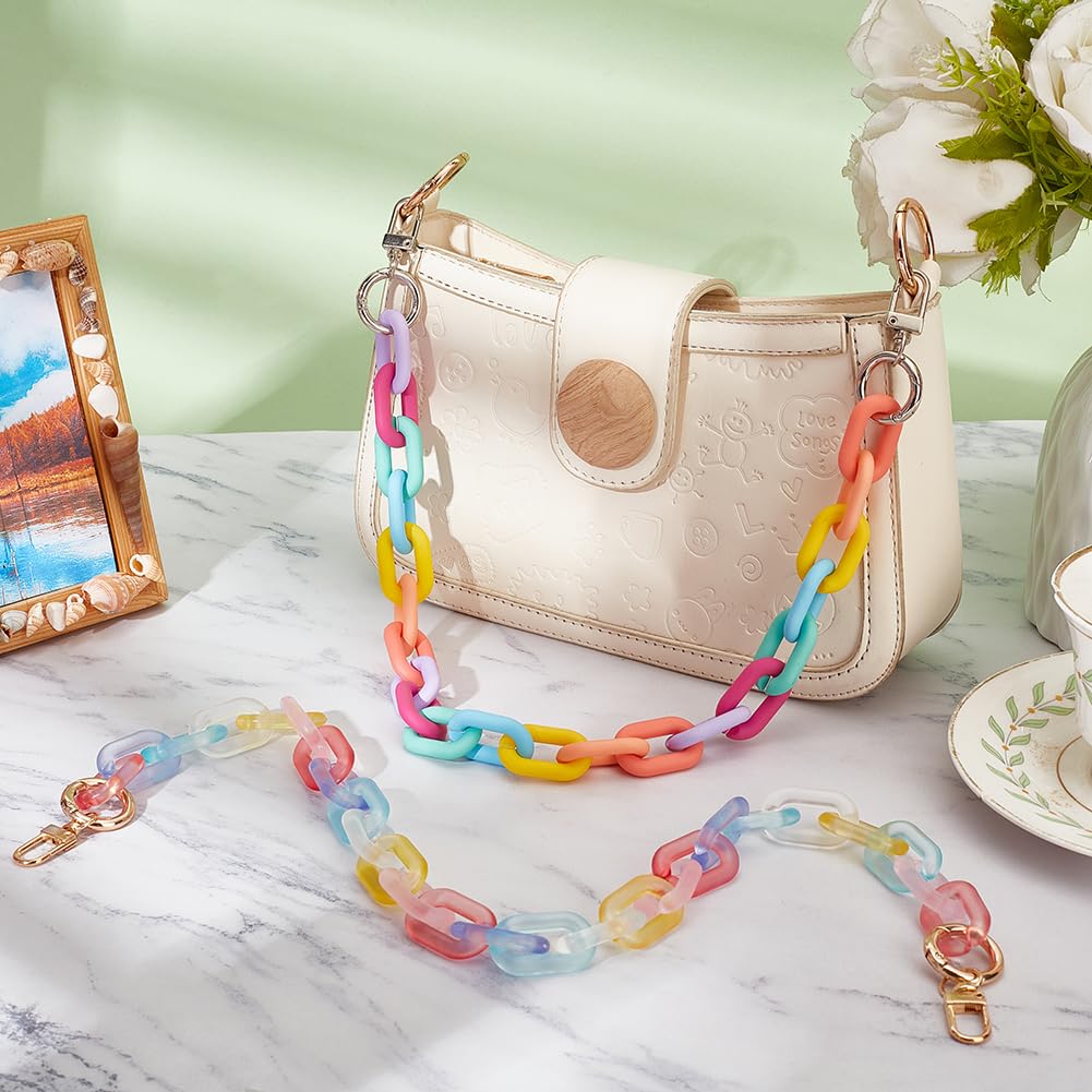 WADORN Sangle De Sac à Main En Acrylique 2 Couleurs, Chaîne De Sac à Main En Résine De 61cm, Sangle D'Épaule Courte De Remplacement, Poignées De Pochette Avec Boucles, Boucles : Platine