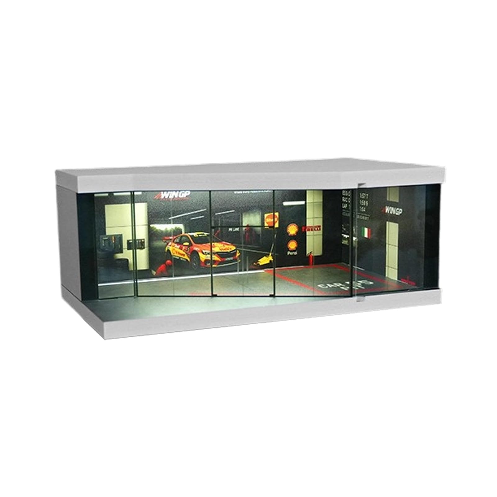 hogtnd Versatile Model Display Box 1:64 Scale Equipped with Integrated Lighting for or Office Display Cabinets, Modular Design, Dustproof Construction, Plastic Materials