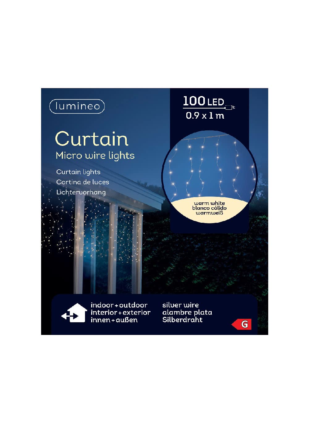 Micro LED Curtain Light Curtain 190 x 200 cm Indoor and Outdoor Use (90 x 100 cm)
