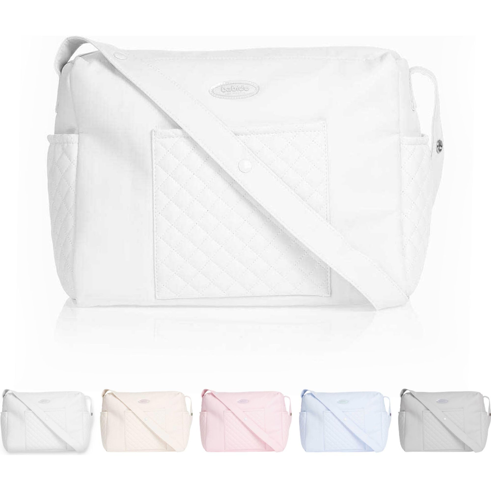 BABIDU Wyściełana macierzyństwo, idealna do szpitala i wózka dziecięcego, praktyczny i stylowy design, torba macierzyńska, unisex dla dorosłych, biała