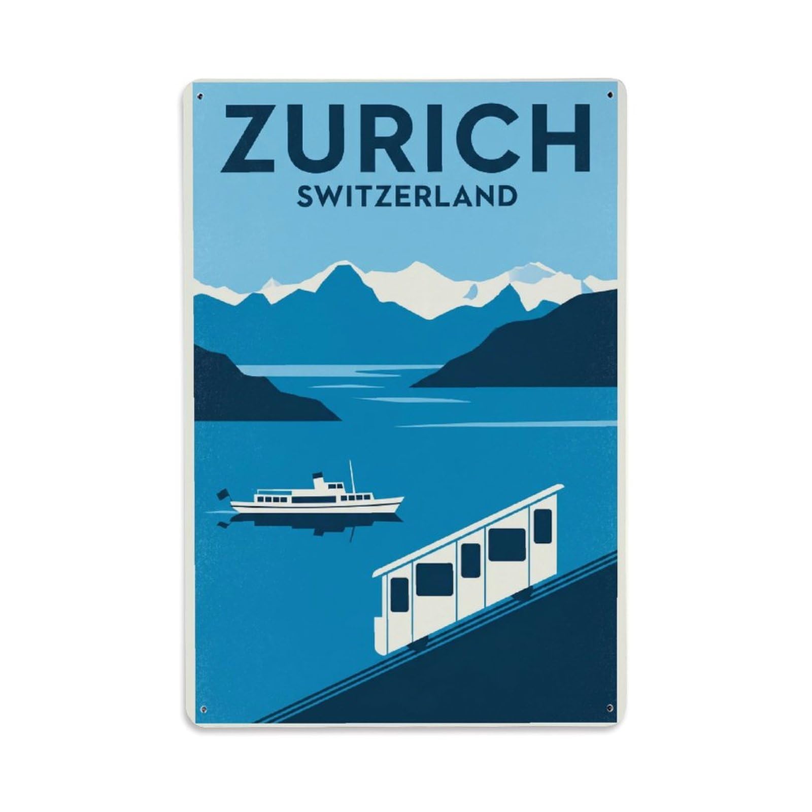 Vintage Travel Switzerland Zurich Metal Tin Sign